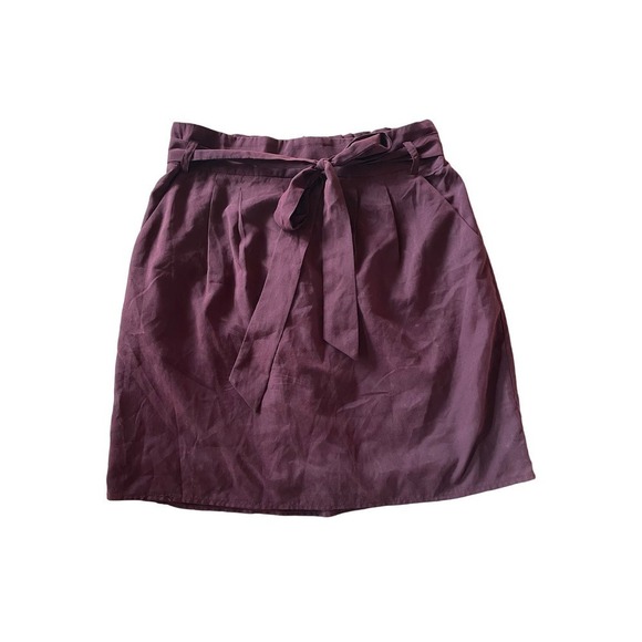 Women's Annabella Maroon Skirt. Front Bow Tie. Elastic Waist. Size Small - Picture 1 of 5